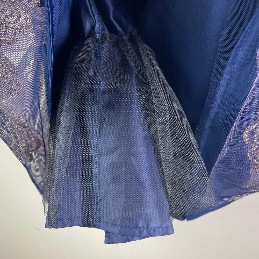 Blueberi Boulevard Blue Velvet Dress Sparkle Skirt - Picture 5 of 11